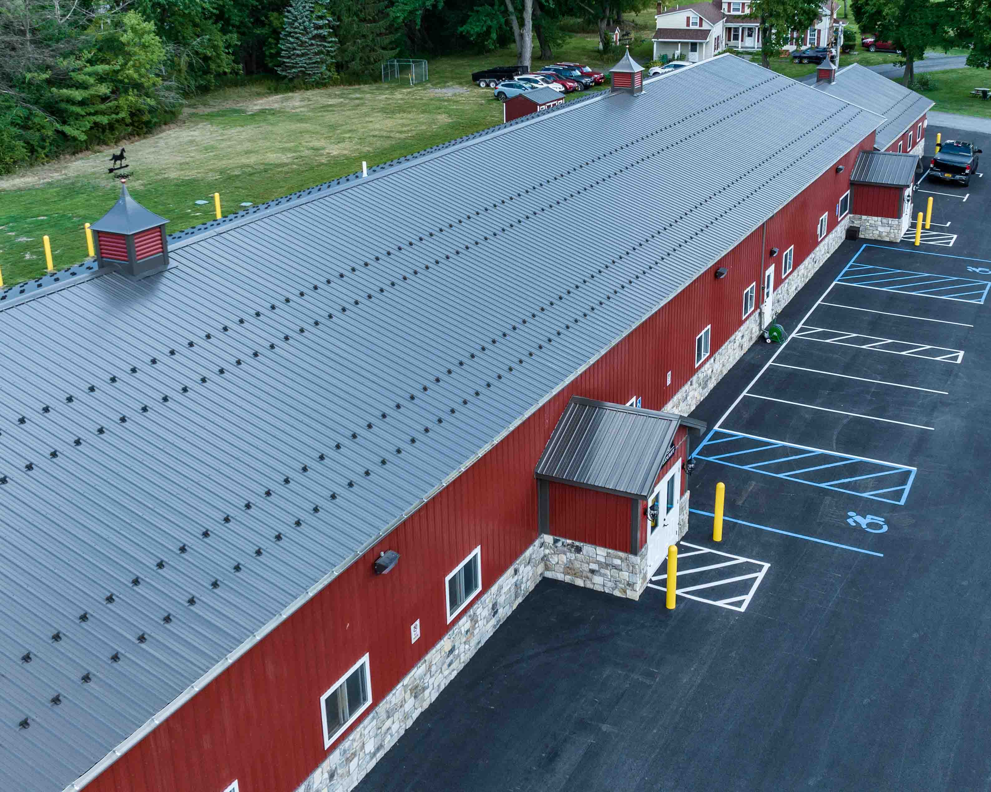 Metal Building Construction - Roof cjhurch near columbus OH drone view