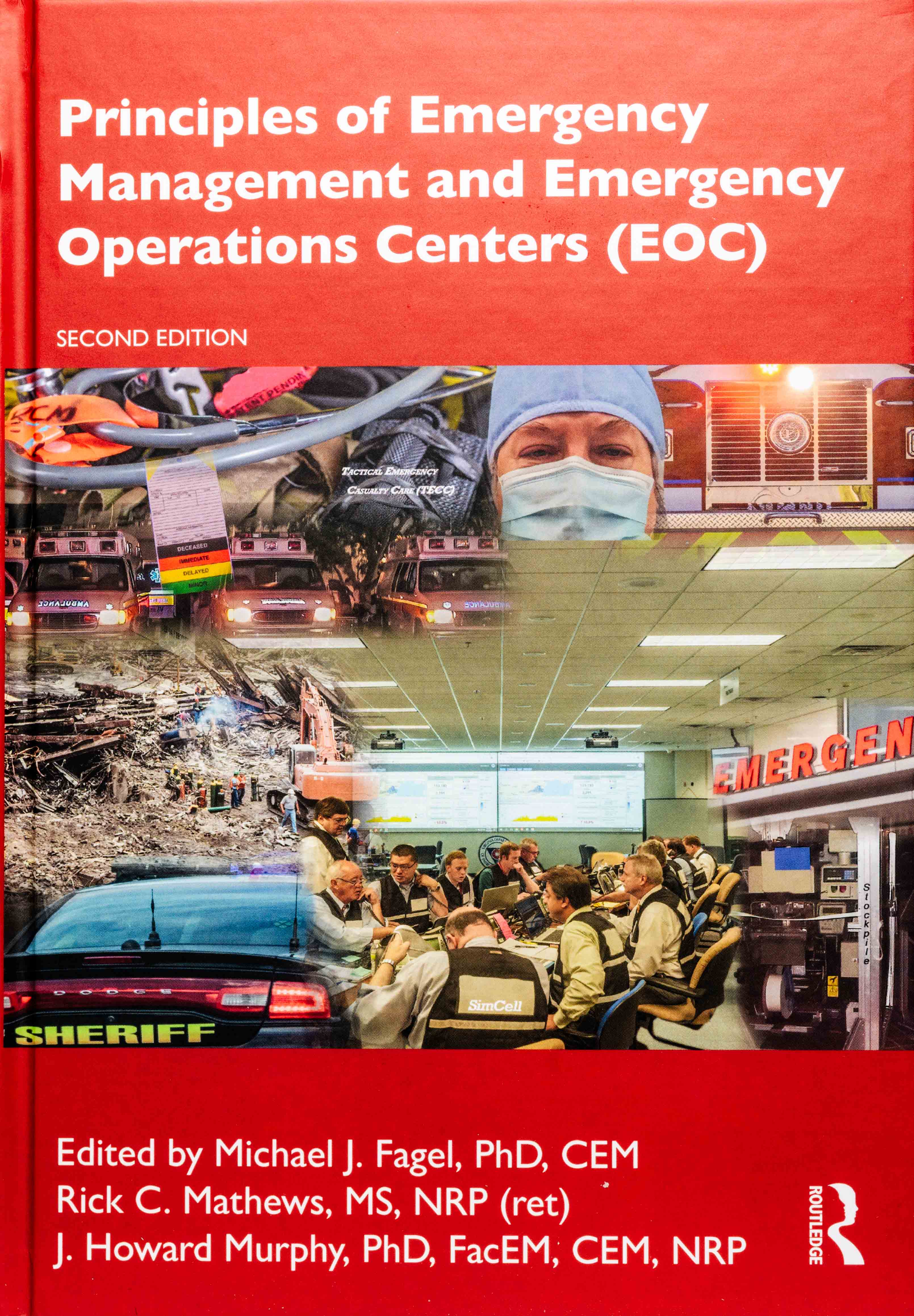 Textbook cover composite - mix of studio and location captured images emergency management textbook cover composite image of several on location shot photos